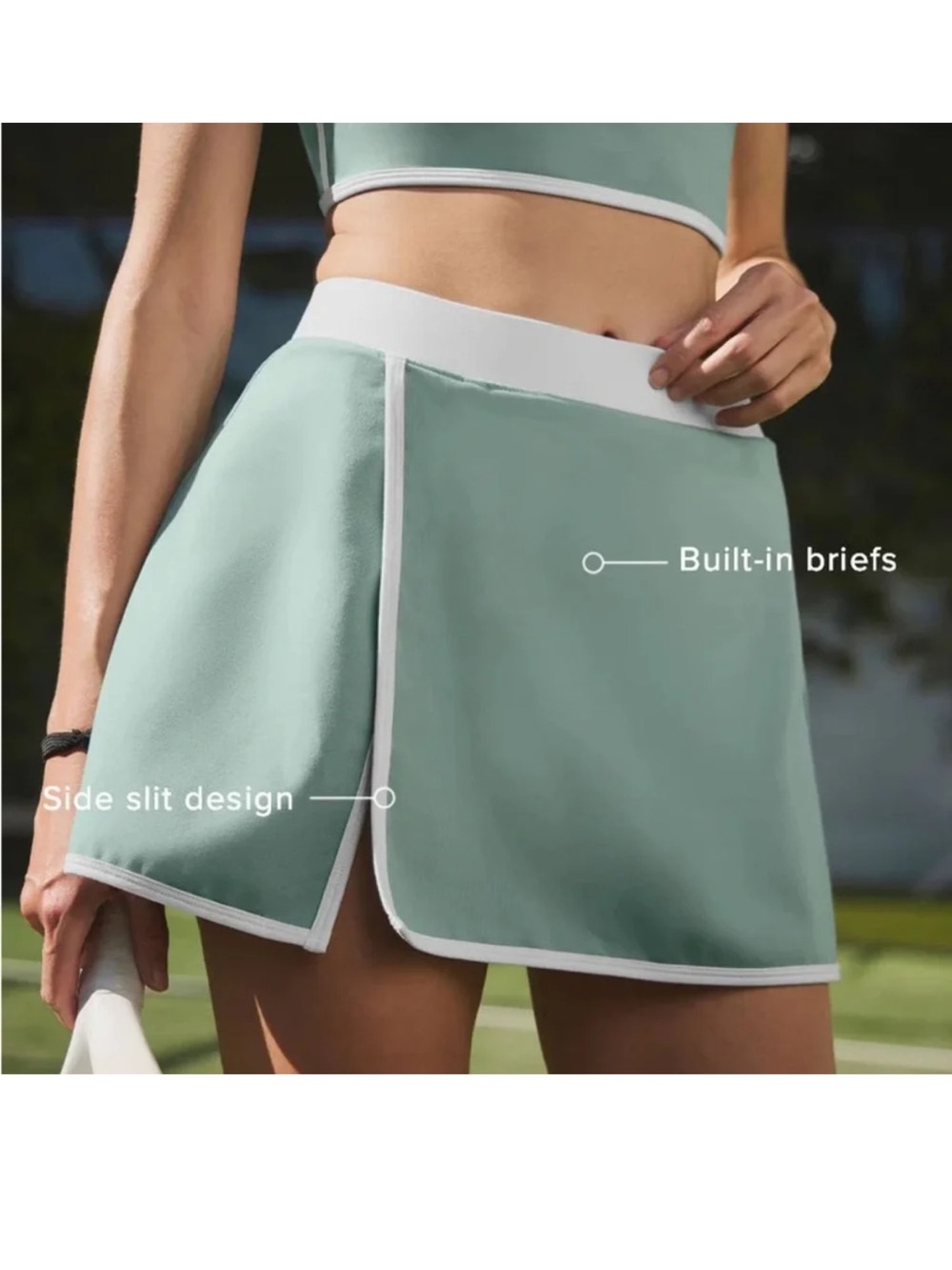 Alo Airbrush Streamlined Skirt - Botanical Green/Ivory